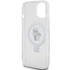 Apple iPhone 13 / 14 / 15 Karl Lagerfeld dėklas Ring Stand Karl&amp;Choupettte MagSafe (KLHMP14SHMRSKCH) baltos spalvos