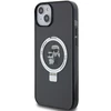 Apple iPhone 13 / 14 / 15 Karl Lagerfeld dėklas Ring Stand Karl&amp;Choupettte MagSafe (KLHMP14SHMRSKCK) juodos spalvos