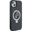 Apple iPhone 13 / 14 / 15 Karl Lagerfeld dėklas Ring Stand Karl&amp;Choupettte MagSafe (KLHMP14SHMRSKCK) juodos spalvos
