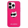 Apple iPhone 15 Pro Karl Lagerfeld dėklas Silicone Choupette Head MagSafe (KLHMP15LSCHPPLF) rožinės spalvos