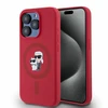 Karl Lagerfeld Silicone Karl&amp;Choupette Heads Ring MagSafe Case Apple iPhone 15 Pro - dėklas telefonui raudonos spalvos
