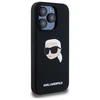 Karl Lagerfeld KLHMP15LSKHPPLK Apple iPhone 15 Pro 6.1" dėklas telefonui juodos spalvos silikoninis Karl Head Print MagSafe
