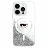 Karl Lagerfeld KLHMP16SLGKISGH Apple iPhone 16 6.1" dėklas telefonui skaidrus Liquid Glitter Karl Head MagSafe