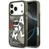 Dėklas Original Pouch Karl Lagerfeld Liquid Glitter Choupette Logo MagSafe skirtas Apple iPhone 17 Pro juodos spalvos