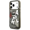 Dėklas Original Pouch Karl Lagerfeld Liquid Glitter Choupette Logo MagSafe skirtas Apple iPhone 17 Pro juodos spalvos