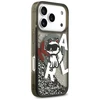 Dėklas Original Pouch Karl Lagerfeld Liquid Glitter Choupette Logo MagSafe skirtas Apple iPhone 17 Pro juodos spalvos
