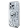 Karl Lagerfeld Liquid Glitter Karl and Choupette Heads MagSafe dėklas telefonui Apple iPhone 15 Pro Max skaidrus