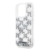 Karl Lagerfeld Liquid Glitter Monogram Gradient dėklas telefonui Apple iPhone 15 Pro Max baltos spalvos