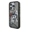 Karl Lagerfeld Liquid Glitter Scattered Choupette dėklas Apple iPhone 16 Pro juodos spalvos