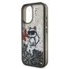 Karl Lagerfeld Liquid Glitter Scattered Choupette dėklas Apple iPhone 16 juodos spalvos
