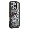 Karl Lagerfeld Liquid Glitter Scattered Choupette dėklas Apple iPhone 16 Pro juodos spalvos