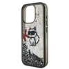 Karl Lagerfeld Liquid Glitter Scattered Choupette dėklas Apple iPhone 16 Pro juodos spalvos
