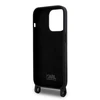 Apple iPhone 15 Pro Max Karl Lagerfeld dėklas juodos spalvos Crossbody silikoninis Ikonik (Klhcp15xcbsknk) juodos spalvos