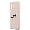 Karl Lagerfeld Liquid Silicone Double Heads MagSafe dėklas skirtas Apple iPhone 17 rožinės spalvos