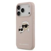 Karl Lagerfeld Liquid Silicone Double Heads MagSafe dėklas skirtas Apple iPhone 17 Pro rožinės spalvos