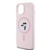Karl Lagerfeld Liquid silikoninis Karl and Choupette MagSafe Apple iPhone 15 dėklas telefonui rožinės spalvos