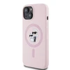 Karl Lagerfeld Liquid silikoninis Karl and Choupette MagSafe Apple iPhone 15 dėklas telefonui rožinės spalvos
