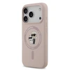 Karl Lagerfeld Liquid Silicone Karl and Choupette MagSafe dėklas skirtas Apple iPhone 17 Pro rožinės spalvos