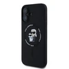 Karl Lagerfeld dėklas skirtas Apple iPhone 16 compatible with MagSafe KLHMP16SSCMKCRHK (Silicone KC Body Ring) juodos spalvos