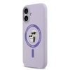 Karl Lagerfeld Liquid Silicone Karl and Choupette MagSafe dėklas skirtas Apple iPhone 17 violetinės spalvos