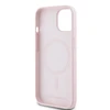 Karl Lagerfeld Liquid silikoninis Karl and Choupette MagSafe Apple iPhone 15 dėklas telefonui rožinės spalvos