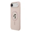 Karl Lagerfeld Liquid Silicone Karl and Choupette MagSafe dėklas skirtas Apple iPhone 17 Air rožinės spalvos