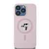 Karl Lagerfeld Liquid Silicone Karl and Choupette MagSafe dėklas telefonui Apple iPhone 14 Pro Max rožinės spalvos