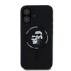 Karl Lagerfeld dėklas skirtas Apple iPhone 16 compatible with MagSafe KLHMP16SSCMKCRHK (Silicone KC Body Ring) juodos spalvos