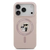 Karl Lagerfeld Liquid Silicone Karl and Choupette MagSafe dėklas skirtas Apple iPhone 17 Pro rožinės spalvos
