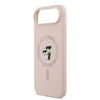 Karl Lagerfeld Liquid Silicone Karl and Choupette MagSafe dėklas skirtas Apple iPhone 17 Air rožinės spalvos