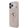 Karl Lagerfeld Liquid Silicone Karl and Choupette MagSafe dėklas skirtas Apple iPhone 17 Pro Max rožinės spalvos
