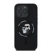 Karl Lagerfeld Liquid Silicone Karl and Choupette MagSafe dėklas skirtas Apple iPhone 16 Pro juodos spalvos