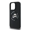 Karl Lagerfeld Liquid Silicone K&amp;CH Heads MagSafe dėklas skirtas Apple iPhone 16 Pro Max juodos spalvos