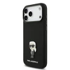 Karl Lagerfeld Liquid Silicone Metal Ikonik dėklas skirtas Apple iPhone 17 Pro Max juodos spalvos