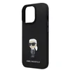 Apple iPhone 15 Pro Karl Lagerfeld silikoninis dėklas Ikonik Metal Pin (KLHCP15LSMHKNPK) juodos spalvos