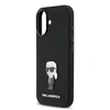 Karl Lagerfeld Liquid Silicone Metal Ikonik dėklas skirtas Apple iPhone 17 juodos spalvos