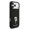 Karl Lagerfeld Liquid Silicone Metal Ikonik dėklas skirtas Apple iPhone 17 Pro Max juodos spalvos