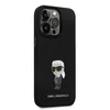 Apple iPhone 15 Pro Karl Lagerfeld silikoninis dėklas Ikonik Metal Pin (KLHCP15LSMHKNPK) juodos spalvos