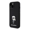 Apple iPhone 15 Karl Lagerfeld silikoninis dėklas Ikonik Metal Pin (KLHCP15SSMHKNPK) juodos spalvos