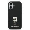 Karl Lagerfeld Liquid Silicone Metal Ikonik dėklas skirtas Apple iPhone 17 juodos spalvos