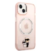 Apple iPhone 14 Karl Lagerfeld dėklas Iconic Karl&amp;Choupette Magsafe (KLHMP14SHNKCIP) rožinės spalvos