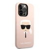 Dėklas Karl Lagerfeld KLHMP14XSLKHLP IPHONE 14 PRO MAX 6.7 "HARDCASE LIGHT Rožinis/LIGHT Rožinis SILICONE KARL`S HEAD MAGSAFE