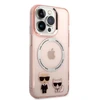 Apple iPhone 14 Pro Karl Lagerfeld dėklas Karl & Choupette Aliuminio Magsafe (KLHMP14LHKCP) rožinės spalvos