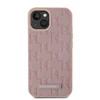 Dėklas Karl Lagerfeld Leather Monogram Metal Logo MagSafe skirtas Apple iPhone 15 rožinės spalvos