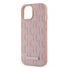 Dėklas Karl Lagerfeld Leather Monogram Metal Logo MagSafe skirtas Apple iPhone 15 rožinės spalvos