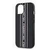 Karl Lagerfeld PU Saffiano Athleisure Stripe and Strap dėklas telefonui Apple iPhone 15 rožinės spalvos