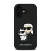 Karl Lagerfeld PU Saffiano Karl and Choupette Apple iPhone 16 dėklas telefonui juodos spalvos