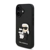 Karl Lagerfeld PU Saffiano Karl and Choupette Apple iPhone 16 dėklas telefonui juodos spalvos