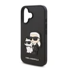 Karl Lagerfeld PU Saffiano Karl and Choupette Apple iPhone 16 Plus dėklas telefonui juodos spalvos
