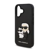 Karl Lagerfeld PU Saffiano Karl and Choupette Apple iPhone 16 dėklas telefonui juodos spalvos